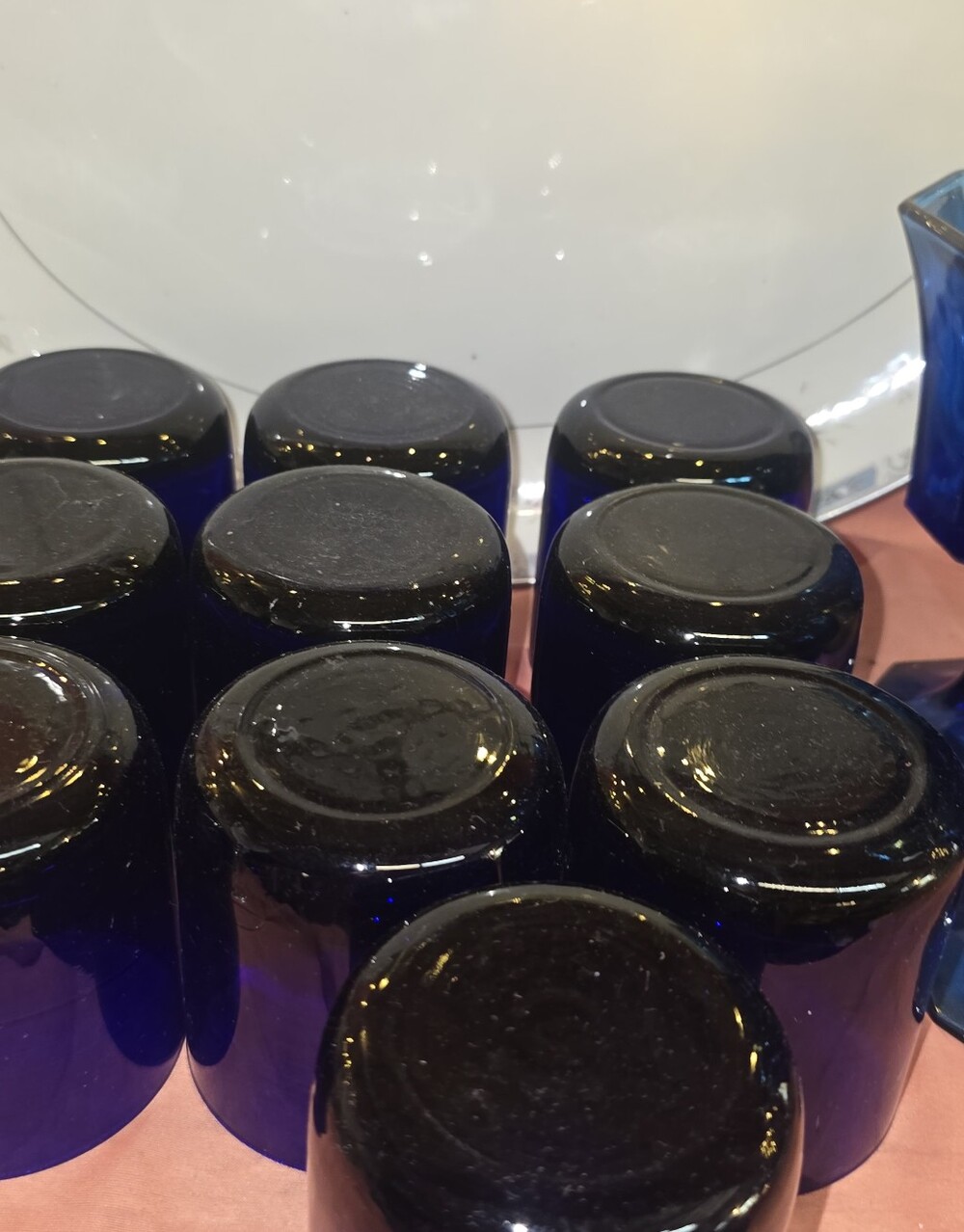 5 Vintage Cobalt Blue Flat Bottom Drinking Glasses Approx 10 Ounce 3 In Lip (5) - Picture 2 of 5